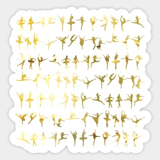 Dance poses silhouette pattern / texture (liquid gold) - ballerina - dance lover, ballet lover gift idea Sticker